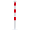 Barrier posts | Steel tube  60 x 2,5 mm | stationary | to be fixed by plugs | hot-dip galvanized and white coated withthree red reflecting stripes | with 2 eyelets
